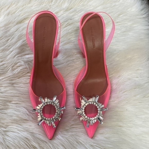 New Amina Muaddi Begum Glass pointed toe slingback pump size 39EU - Picture 14 of 15